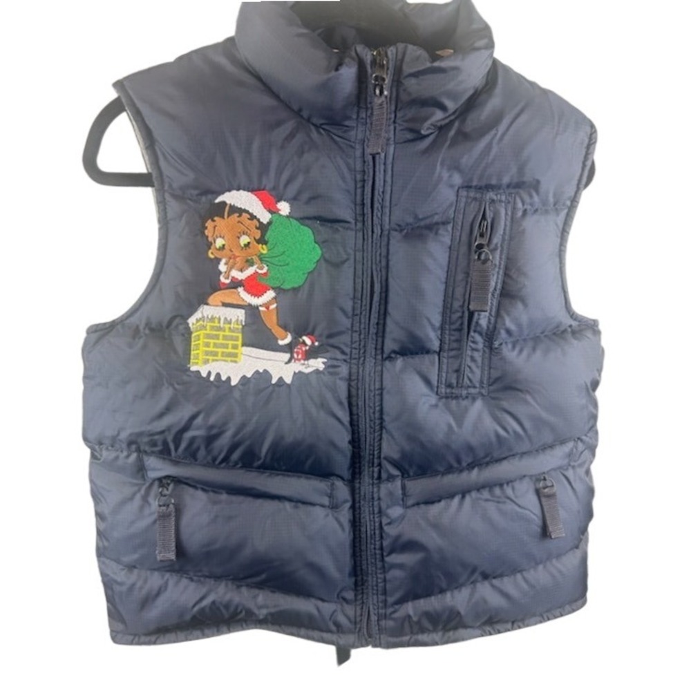 American Eagle Vest Black Betty Boop Christmas Holiday Performance Blue Large‎